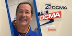 Photo of man smiling with graphic text on side reads "25th anniversary DCMA" "My DCMA Steven Jones"