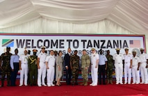 Military partners and U.S. Embassy leadership pose for a group photo after the Exercise Cutlass Express 2025 (CE 25) closing ceremony in Dar es Salaam, Tanzania, Feb. 21, 2025.