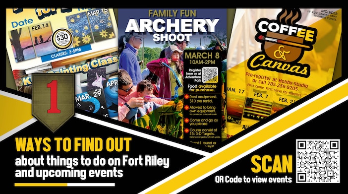 Ways to find out about things to do on Fort Riley and upcoming events

Scan the QR code or click the link below to view events