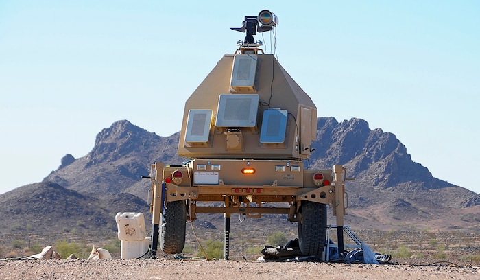 A precision track and search radar team supports flight tests at Yuma Proving Ground, Arizona, in January that successfully acquired and tracked missile targets during three launches with good data collections on all launches. (U.S. Army photo)