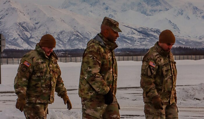 Lt. Gen. Sean A. Gainey, commanding general of U.S. Army Space and Missile Defense Command and commander of Joint Functional Component Command for Integrated Missile Defense, visits with 49th Missile Defense Battalion Soldiers at Fort Greely, Alaska during his first year in command. (U.S. Army photo by Staff Sgt. Ryan Capporelli)