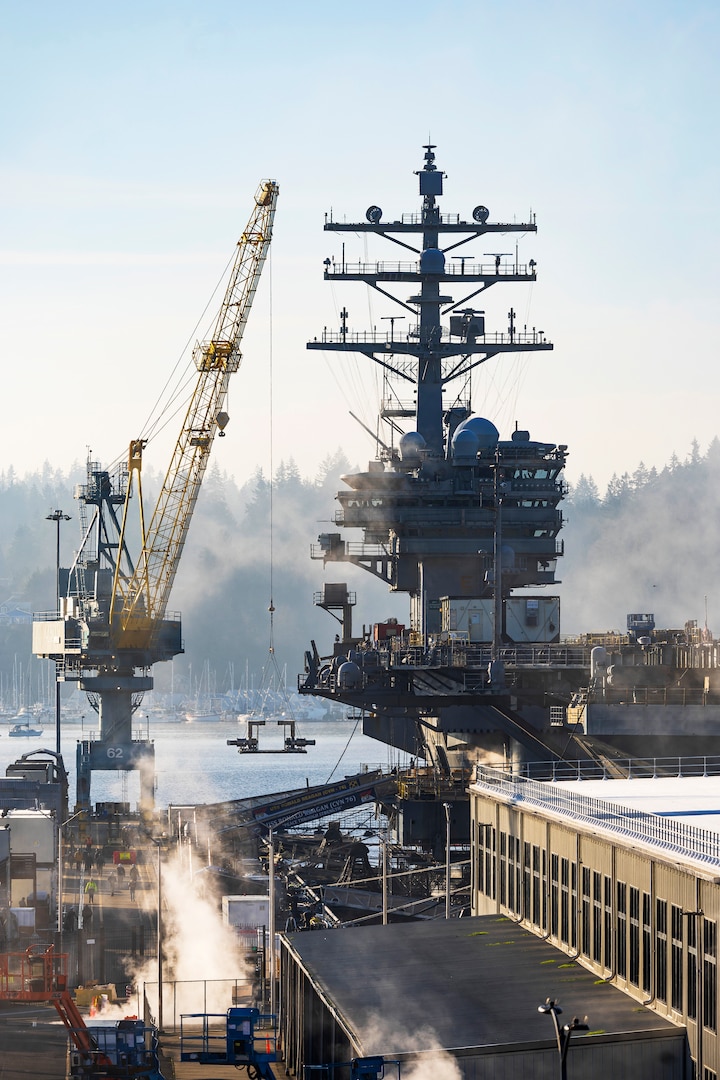 Portal Crane 62 is back in service again at Puget Sound Naval Shipyard & Intermediate Maintenance Facility, in Bremerton, Wash., after recently completing a four-year, three-phase upgrade process. (U.S. Navy photo by Wendy Hallmark)
