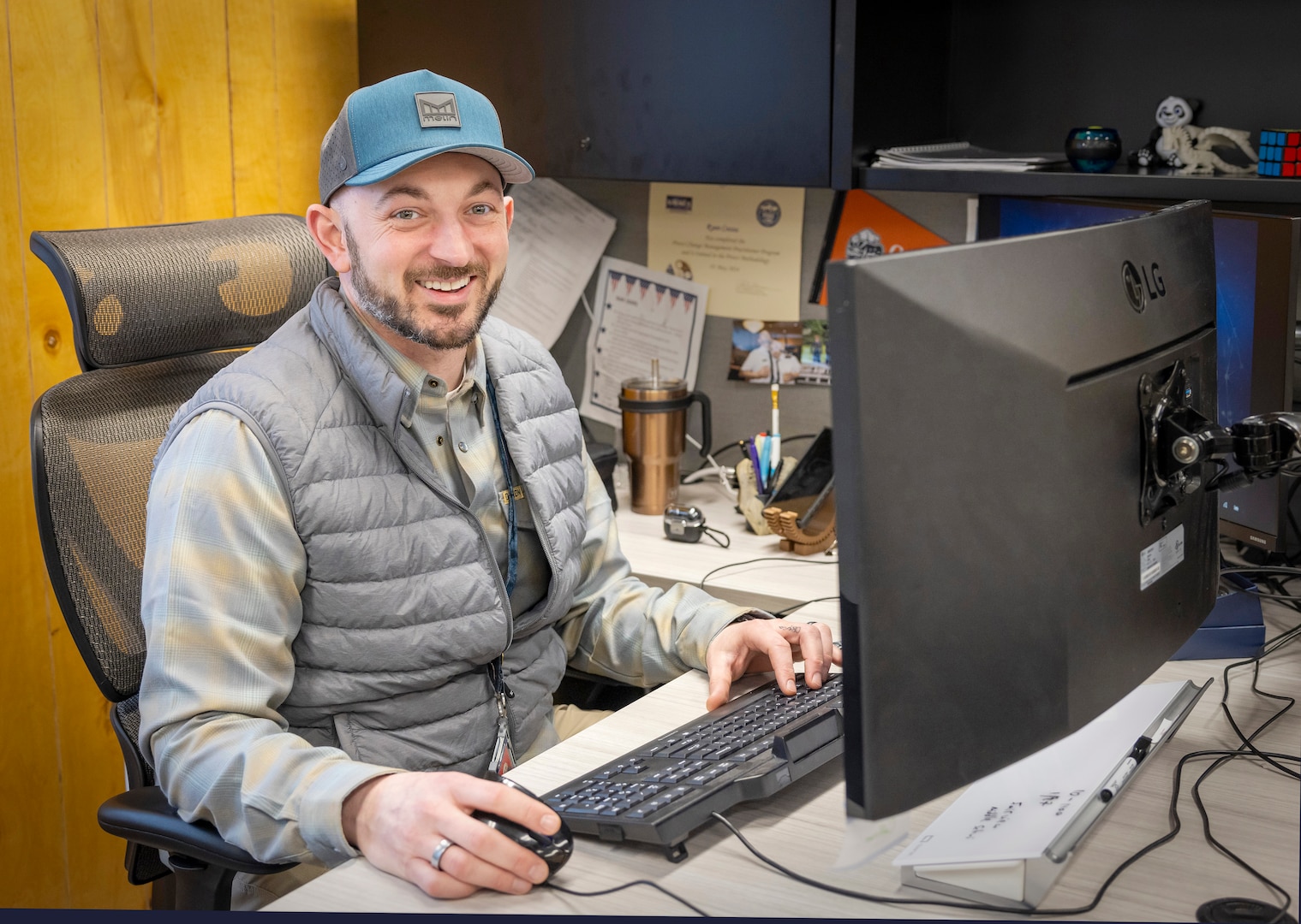 Ryan Cozza, Reactor Servicing Training Organization branch head, Code 2370.1, Nuclear Refueling Engineering Division, at Puget Sound Naval Shipyard & Intermediate Maintenance Facility in Bremerton, Washington, credits his career development to his ongoing participation in the U.S. Navy's mentorship program. (U.S. Navy photo by Wendy Hallmark)