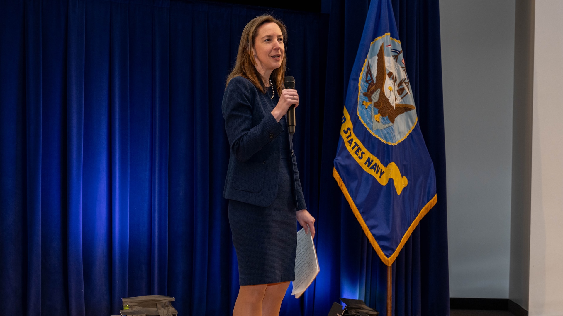 Erica Plath, Deputy Assistant Secretary of the Navy (Sustainment) gives a keynote address at Naval Surface Warfare Center, Carderock Division to commemorate Engineers Week, Feb. 18, 2025, during an enterprise-wide event themed “Design Your Future.”