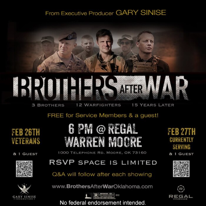 Flyer listing details for Brothers After War Screening