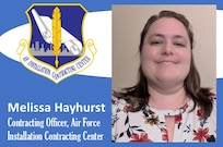 AFIMSC Mission Monday graphic with Ms. Melissa Hayhurst's official photo and AFICC shield embedded.