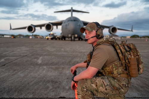 Photo of Airman waiting during NEXUS FORGE.
