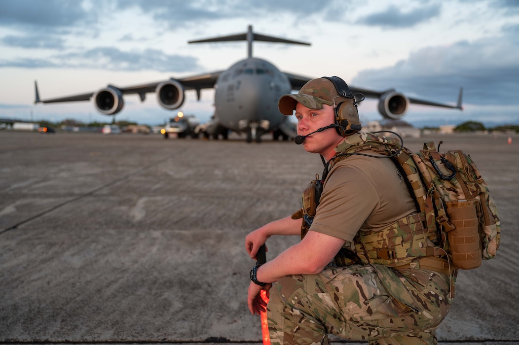 Photo of Airman waiting during NEXUS FORGE.