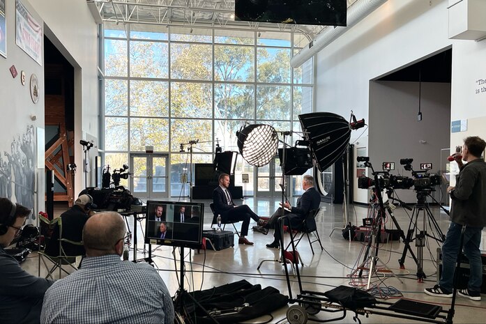 Supervisory Special Agent Ryan Norris, assigned to NCIS Office of Special Projects (OSP), interviews with national news to discuss NCIS’ investigation into Mr. Zhao’s transmission of sensitive U.S. military information to an intelligence officer from the People’s Republic of China at Port Hueneme, Calif.