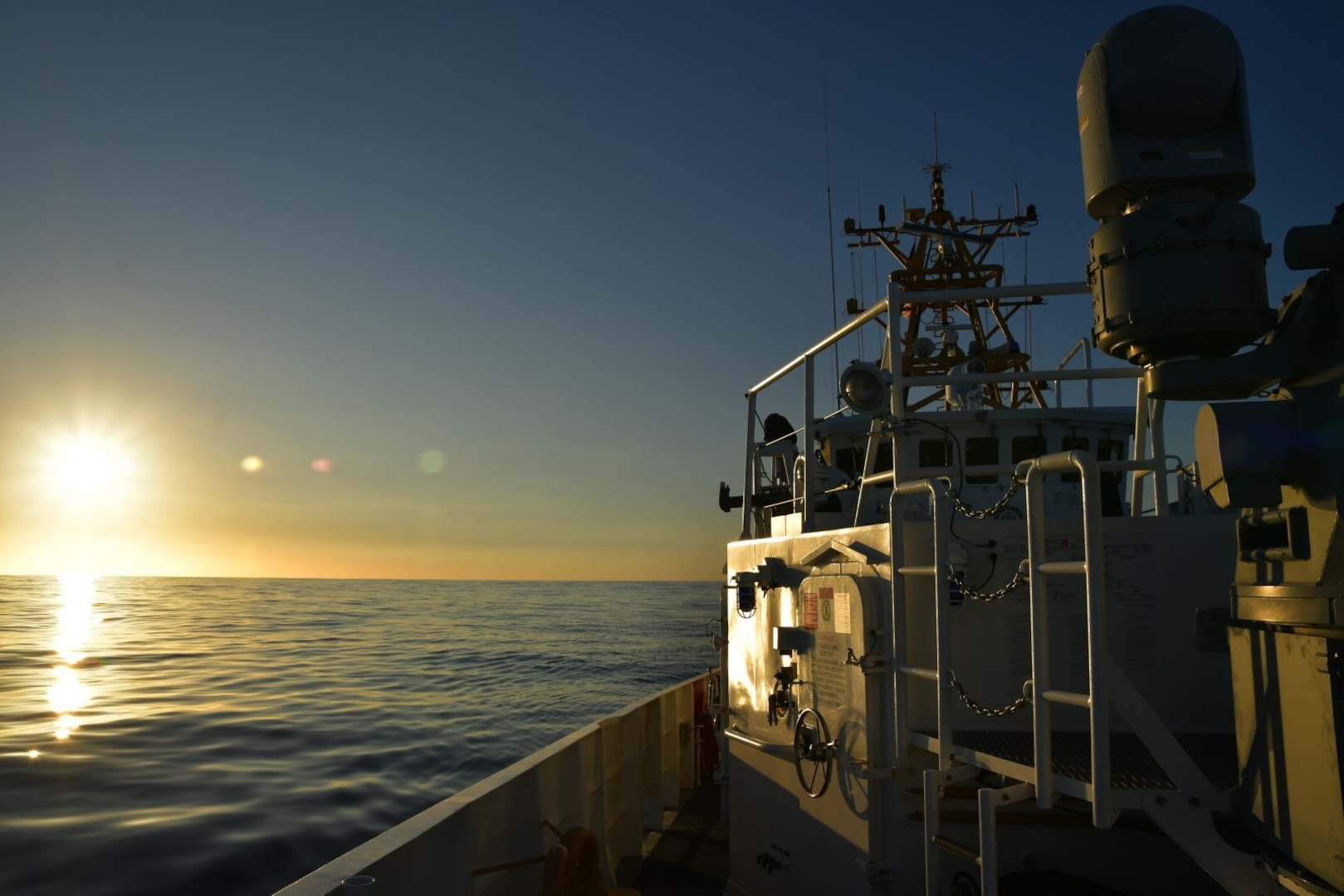 The U.S. Coast Guard Cutter Joseph Gerczak (WPC 1126) crew transits the Pacific Ocean en route to Cook Islands Jan. 18, 2025. The Joseph Gerczak crew recently conducted a 37-day territorial integrity patrol along the U.S. maritime border in American Samoa. (U.S. Coast Guard photo by Lt. j.g. Liam Logue)