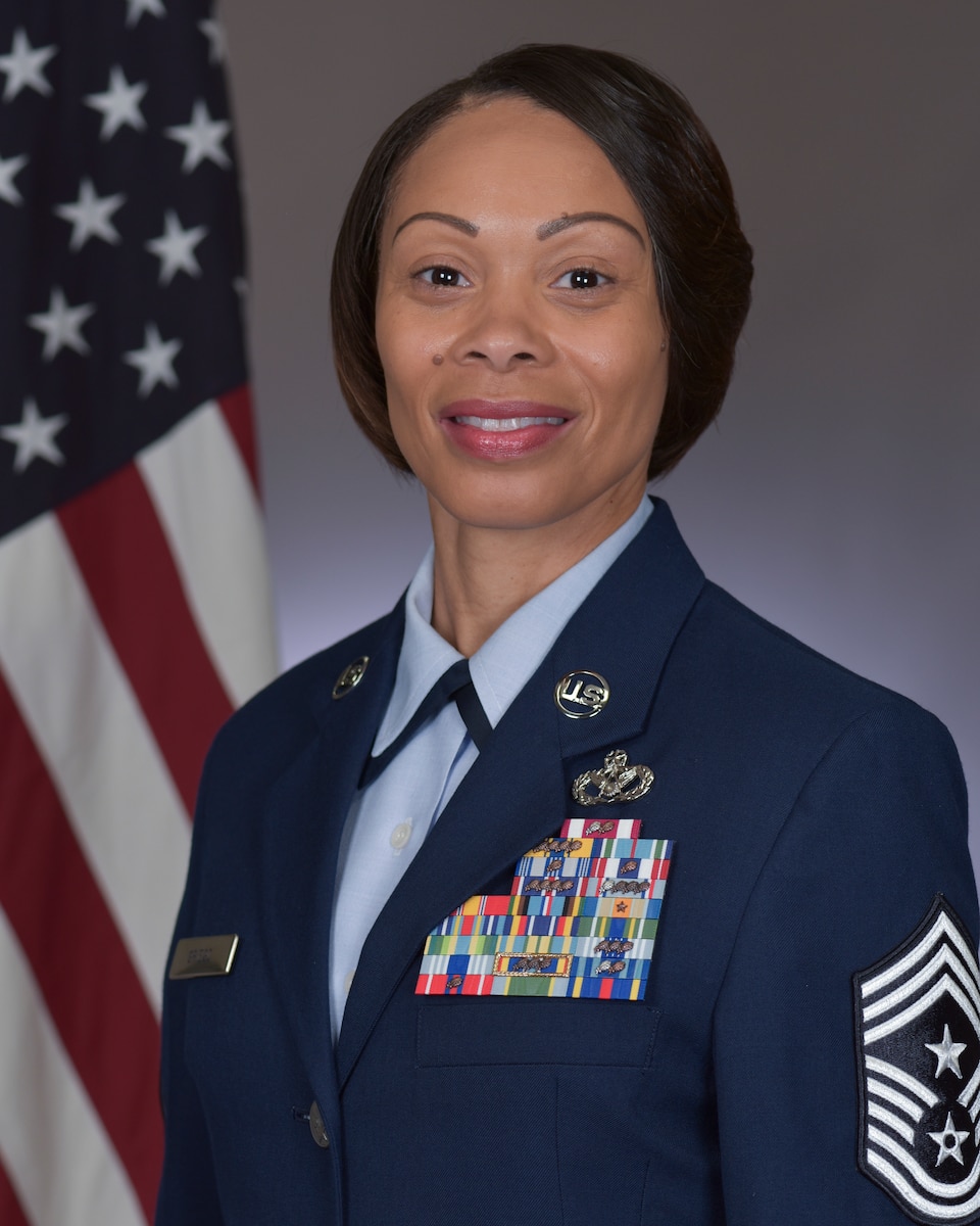 2024 Official Photo of Chief Master Sgt. Tiffany Griego, 100th Air Refueling Wing Command Chief.