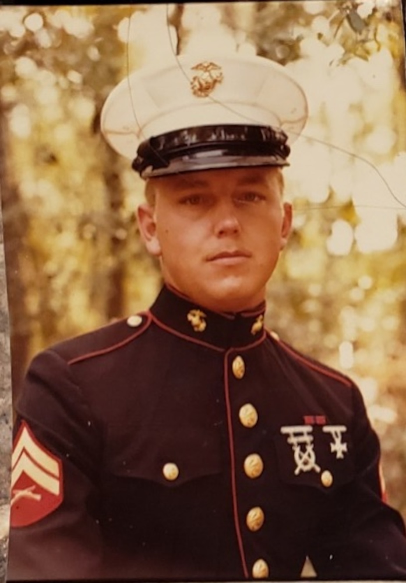 Former U.S. Marine Corps Cpl. Allen Trump, Combat Communications Controller in dress uniform during his time in service at Marine Corp Air Station, Beaufort, South Carolina, March 1980.
