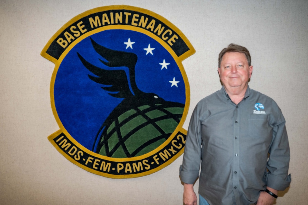 Allen Trump, Integrated Maintenance Data System senior systems analyst lead, poses for a photo on Feb. 19, 2025, at Maxwell-Gunter Annex, Alabama.