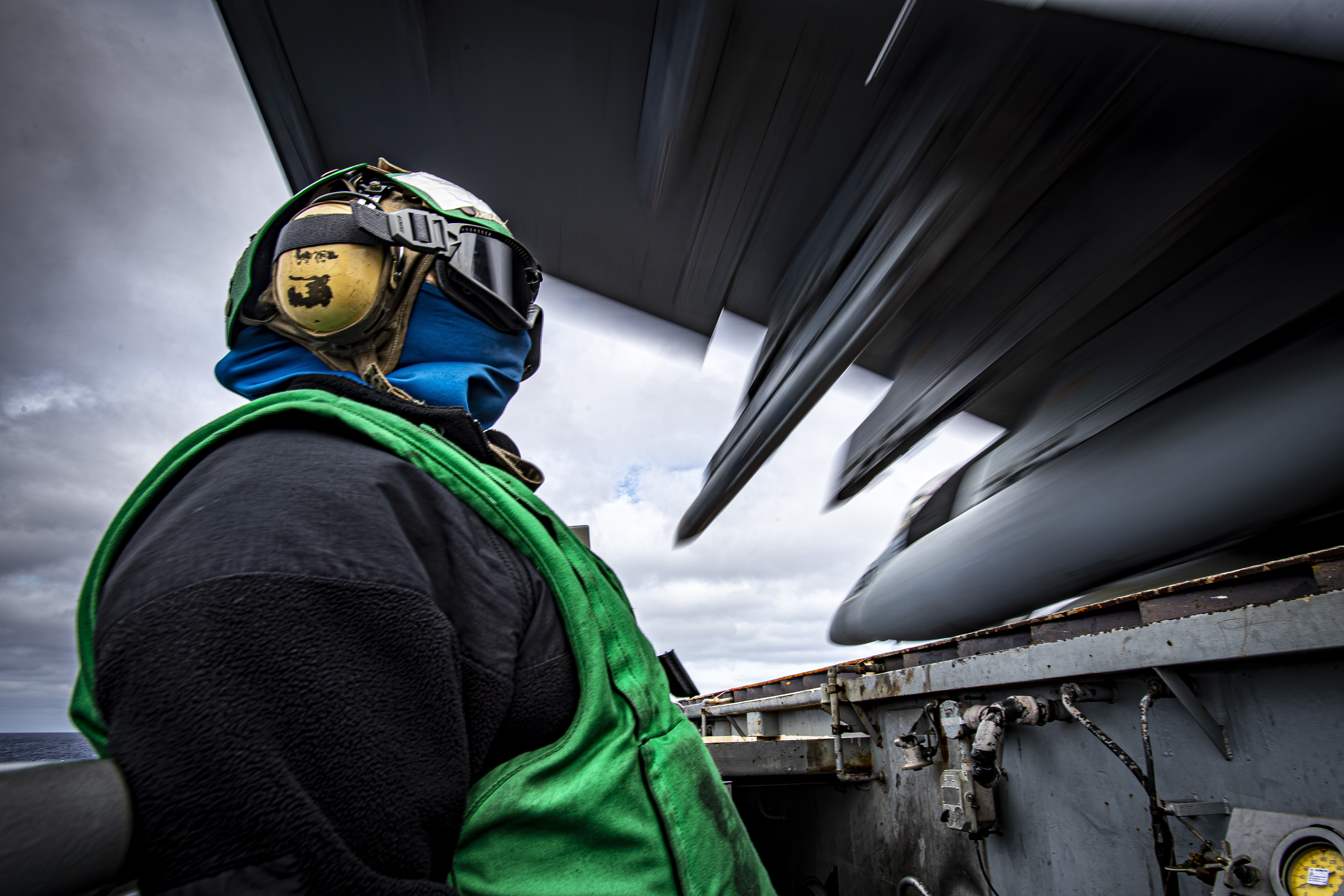 An F/A-18E Super Hornet from the “Kestrels” of Strike Fighter Squadron (VFA) 137 launches from the flight deck of the aircraft carrier USS Nimitz (CVN 68) in the Pacific Ocean, Feb. 8, 2025. Credit: U.S. Navy Mass Communication Specialist 2nd Class Hannah Kantner.