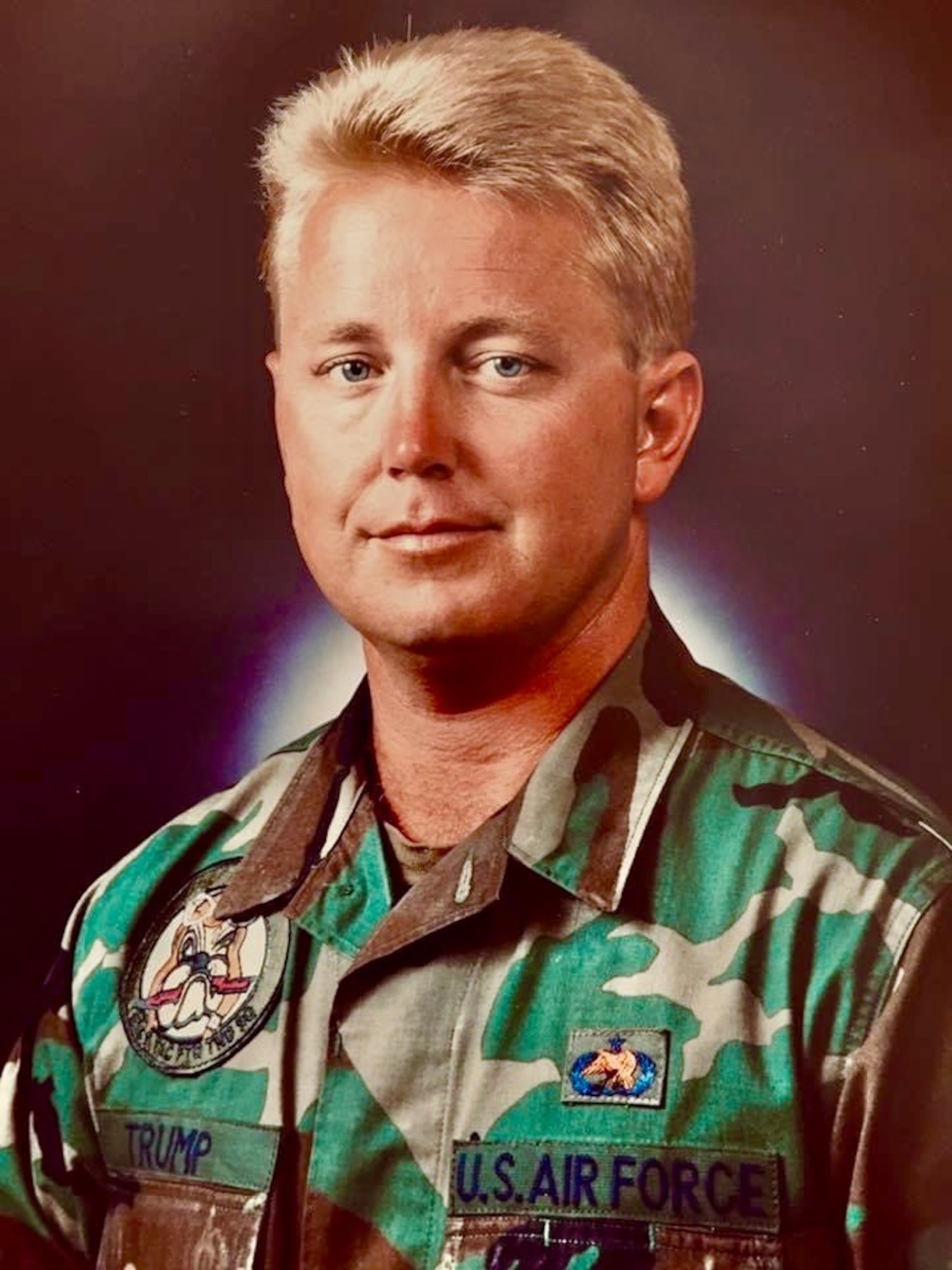 Former U.S. Air Force Tech Sgt. Allen Trump, crew chief, posing for an official portrait in MacDill Air Force Base in 1992.