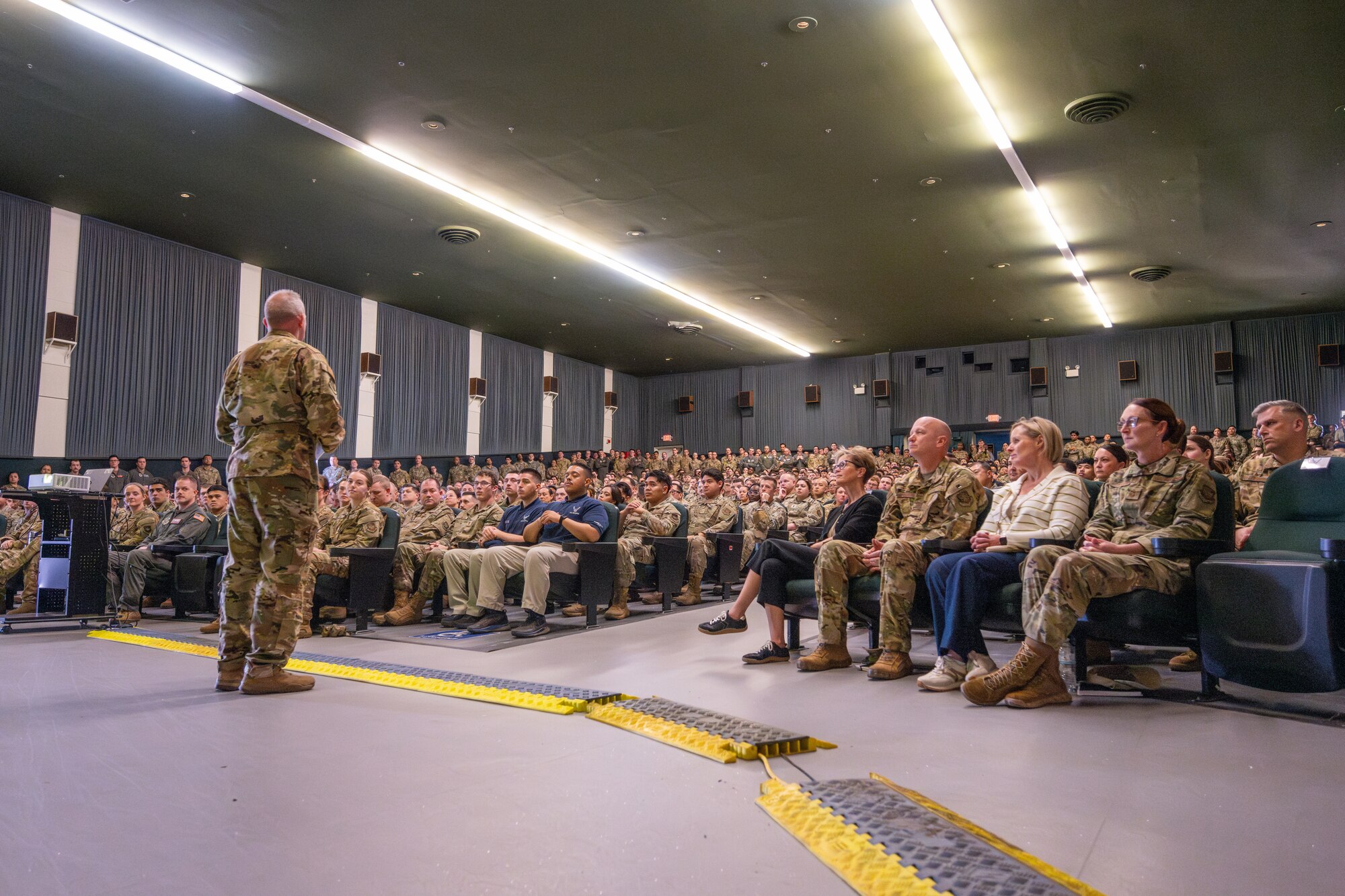 A U.S. Air Force General addresses Airmen