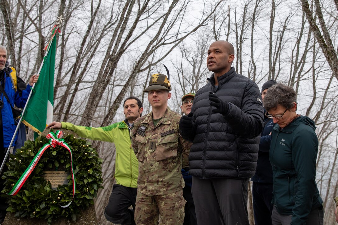Speech during a ceremony at the summit of Pizzo di Campiano