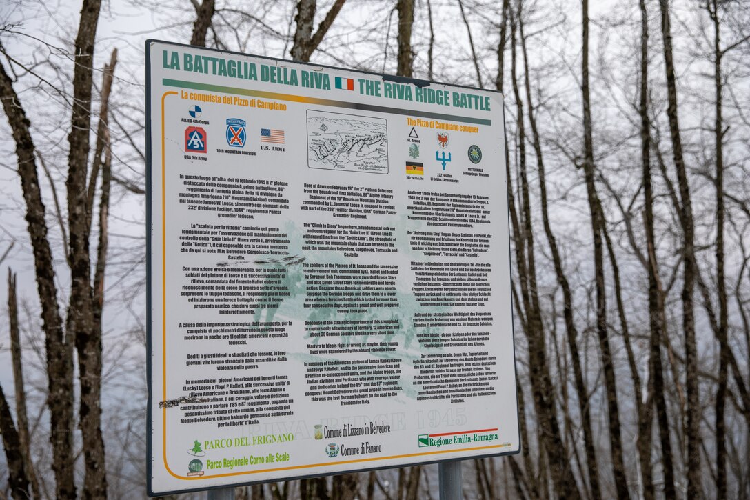 An informational sign is displayed at the top of Pizzo di Campiano