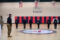 Command Sgt. Maj. Ronald L. Smith Jr., Command SEL for the D.C. National Guard, and members of the Recruitment and Retention Battalion participate in mentorship activities during the acclimation phase at the Capital Guardian Youth ChalleNGe Academy, in Laurel, Md., on Jan. 13, 2025. The engagement supports the core components of the life intervention, dropout reintegration, and General Education Development (GED) preparatory program.