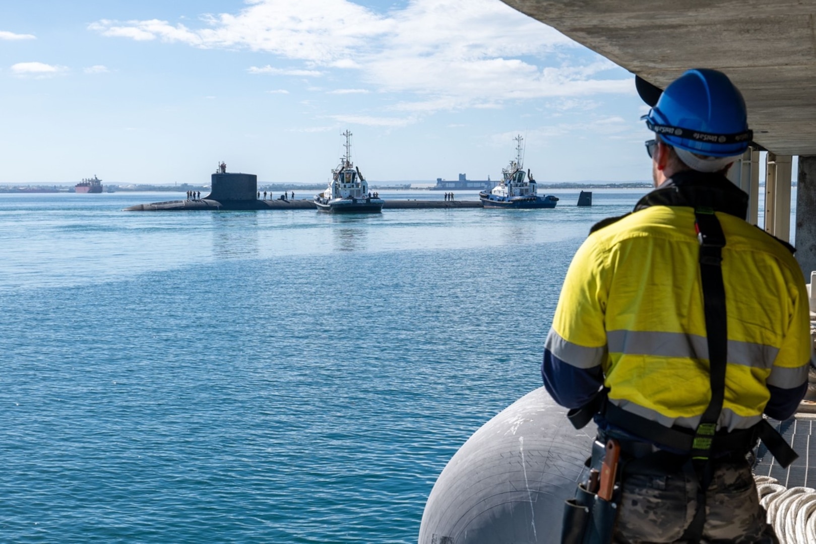 USS Minnesota (SSN 783) prepares to moor at HMAS Stirling, Western Australia, Australia, Feb. 25, 2025.