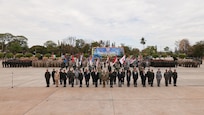 More than 200 service members from U.S., Thailand, Japan, Singapore, South Korea, Indonesia, and Malaysia gathered on the parade grounds at Camp Suranaree, Thailand, Feb. 25, 2025 to usher in the start of Cobra Gold 2025.