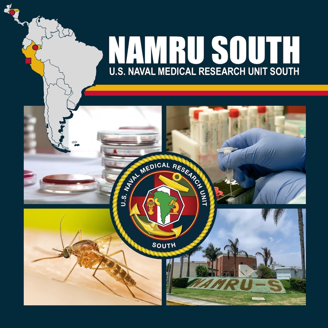 LIMA, Peru (Feb. 15, 2025) Part of the Navy Medicine Research & Development enterprise, NAMRU SOUTH conducts research on a wide range of infectious diseases of military and public health significance and supports Global Health Engagement through surveillance of those diseases, including dengue fever, malaria, diarrheal diseases and antimicrobial-resistant infections. (U.S. Navy graphic by Naval Medical Research Command/Released)