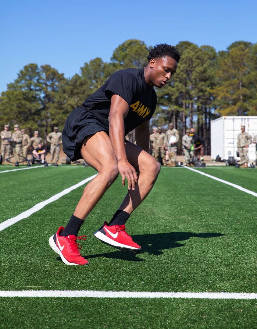 A South Carolina National Guard Soldier participates in an Army Combat Fitness Test during the South Carolina Best Warrior Competition at the McCrady Training Center, Eastover, South Carolina, Feb. 24, 2025.