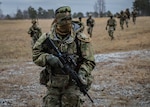 Virginia National Guard Soldiers assigned to the Virginia Beach-based Charlie Troop, 2nd Squadron, 183rd Cavalry Regiment, 116th Infantry Brigade Combat Team conduct route reconnaissance training Feb. 8, 2025, at Fort Barfoot, Virginia. The training tested the proficiency level of the platoons, explained Capt. Ian A. Kilpatrick, troop commander. The training was designed to push the platoons, testing Soldier stamina and identify any weaknesses that may occur out in the field, so they are better prepared for future missions.
