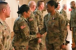 Virginia National Guard Soldiers assigned to the Virginia Beach-based 529th Combat Sustainment Support Battalion receive the Virginia Governor’s National Service Medal in recognition of their federal active duty service in Poland during a ceremony Feb. 8, 2025, at Fort Gregg-Adams, Virginia. The 529th took responsibility for logistics, maintenance, and supply missions based at Forward Operating Site Karliki, Poland, in March 2024. They oversaw operations and training for more than 550 Soldiers from four different subordinate units from active-duty Army, Army Reserve and Army National Guard. They returned to the United States in November 2024. Created in 2005 by then-Governor Mark R. Warner, the Governor's National Service Medal recognizes the service of the men and women of the Virginia Army and Air National Guard called to active federal duty since the terrorist attacks of September 11, 2001. (U.S. National Guard photo by A.J. Coyne)