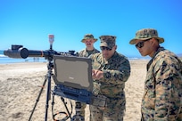 The U.S. Naval Research Laboratory (NRL) and Office of Naval Research-Global TechSolutions recently demonstrated the Marine Corps Surf Observation (SUROB) Tool for Littoral Expeditionary Operations during Technical Concept Experiment 24.2 (TCE 24.2) hosted by the Office of Naval Research at Camp Pendleton in Oceanside, Calif., Aug. 20-23. Meteorology and Oceanography Battlespace Surveillance Company 1st Intelligence Battalion Marines conduct manual Surf Observations (SUROBs) while the NRL-developed LittoralLens system augments Marine SUROBs providing timely automated surf zone measurements for battlespace awareness in support of operational maneuvers from the sea. (U.S. Navy photo by Michael Walls)