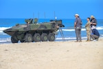 The U.S. Naval Research Laboratory (NRL) and Office of Naval Research-Global TechSolutions recently demonstrated the Marine Corps Surf Observation Tool for Littoral Expeditionary Operations during Technical Concept Experiment 24.2 (TCE 24.2) hosted by the Office of Naval Research at Camp Pendleton in Oceanside, Calif., Aug. 20-23. Meteorology and Oceanography Battlespace Surveillance Company 1st Intelligence Battalion Marines and NRL Ocean Science Division engineers observe surf conditions and LittoralLens system performance during amphibious combat vehicle operations. (U.S. Navy photo by Michael Walls)