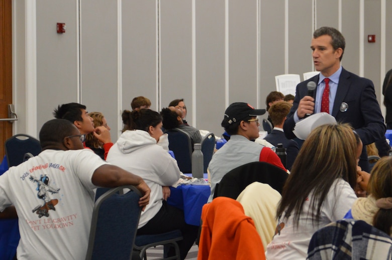 U.S. Army Corps of Engineers, Jacksonville District Water Resources Branch Chief, Will Reilly spoke with students during the opening of the Engineering Career Day, an event hosted in partnership with The Society of American Military Engineers (SAME) Jacksonville Post at the Downtown Jacksonville Main Library.