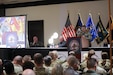 Army Col. Jason Penn, the president of Kentucky's National Guard Association hosts the business session at the 94th National Guard Association of Kentucky conference at the Marriot Downtown in Louisville Feb. 15, 2025.  (U.S. Army National Guard photo by Sgt. 1st Class Benjamin Crane)