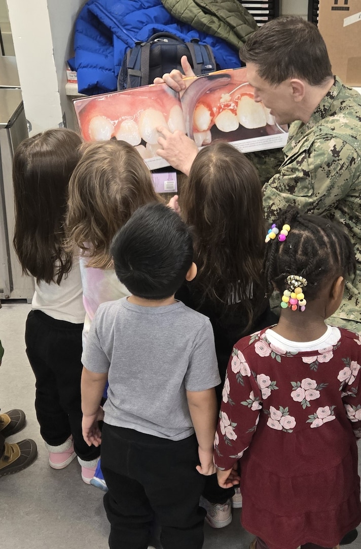 Dentists from Walter Reed paid visits to military Child Development Centers throughout the Defense Health Network-National Capital Region, including Walter Reed's, during February to stress the importance of good oral hygiene.