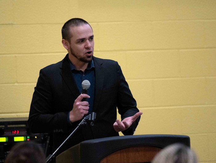 Kyle Hurst delivers remarks