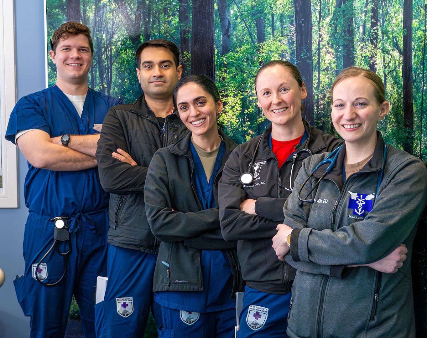 FORT BELVOIR, Va.- (February 24, 2025) – Family Medicine Residents are all smiles during the kickoff of "Thanks A Resident Week" at the Alexander T. Augusta Military Medical Center (ATAMMC) February 24, 2025.