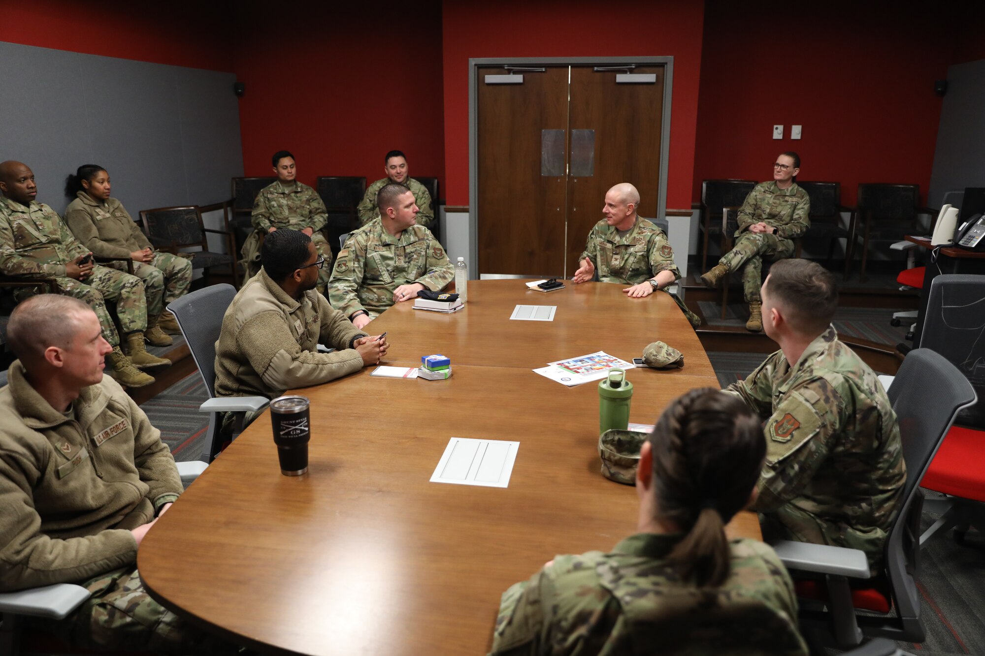 (left) Chief Master Sergeant Gordon M.R. Wager, 445th Command Chief and Col. Matthew T. Muha, 445th Deputy
Commander met with the Rising 6 Council at Wright-Patterson Air Force Base, February 2, 2025. Leadership
addressed concerns about recent executive orders and stressed the importance of maintaining organizational
culture where airmen are valued and heard. Discussions also included funding for Temporary Duty assignments,
the Deserving Airmen Board and emphasized maintaining focus on the mission.