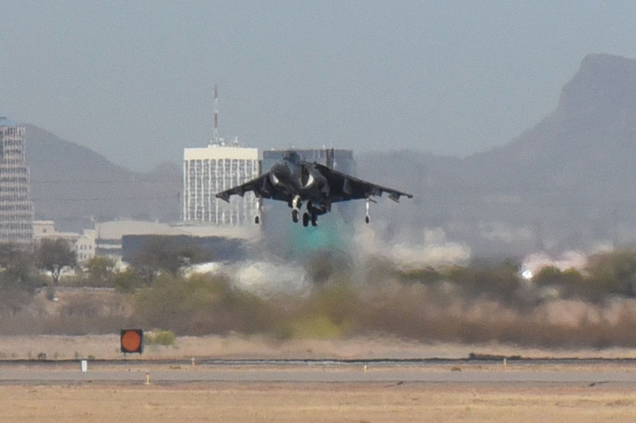 An aircraft makes a landing.
