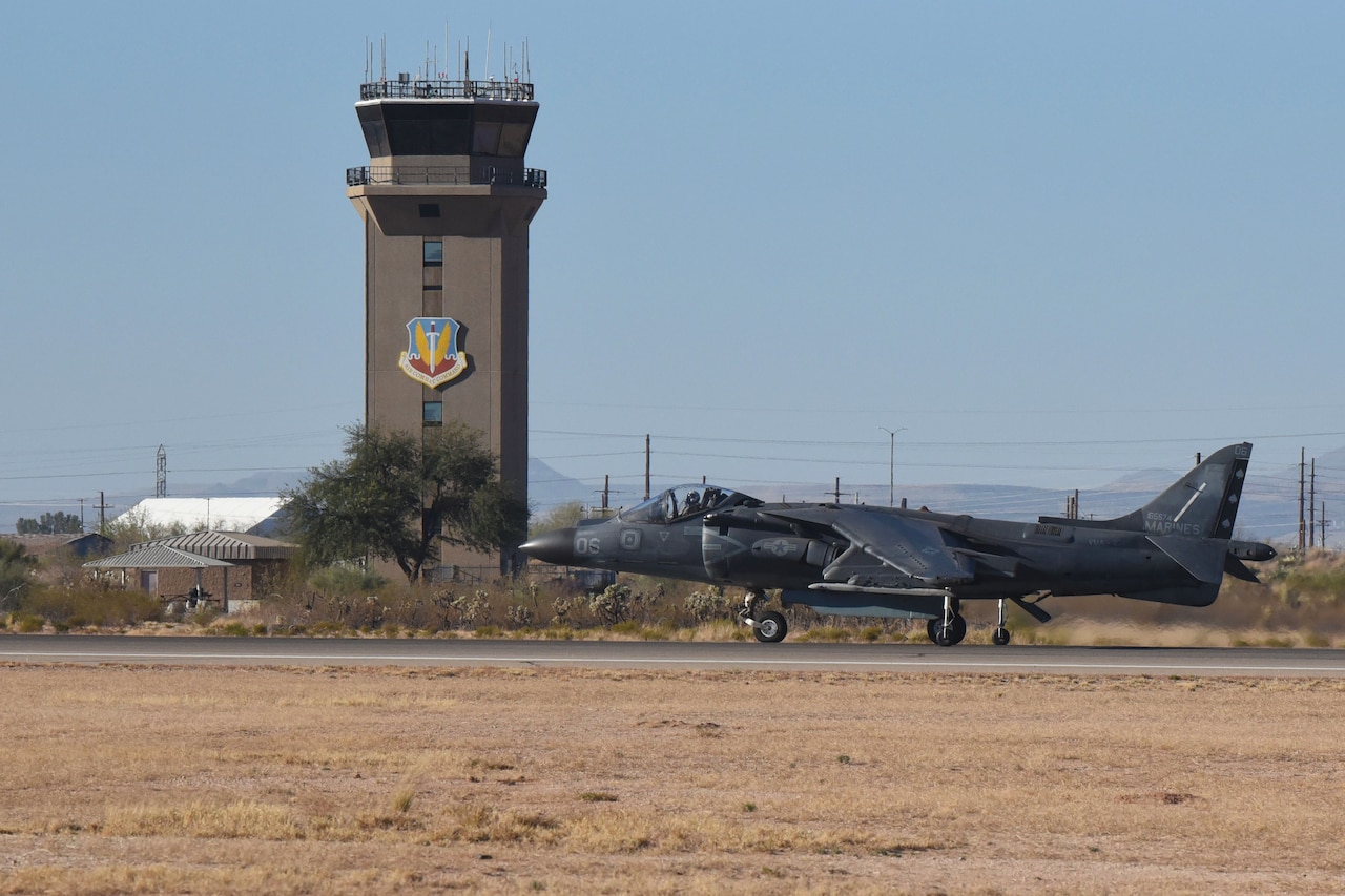 An aircraft makes a landing.