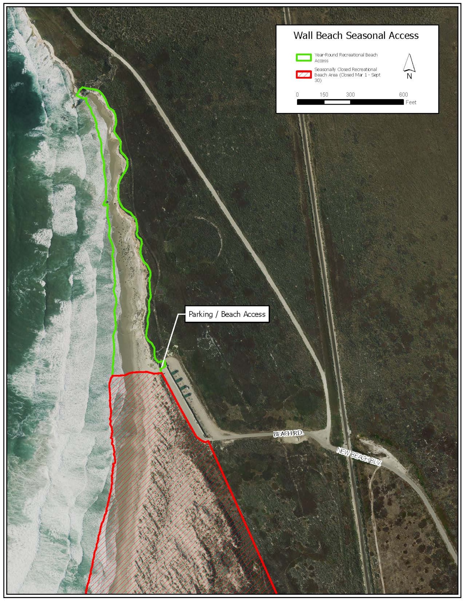 Seasonal restrictions for Wall Beach