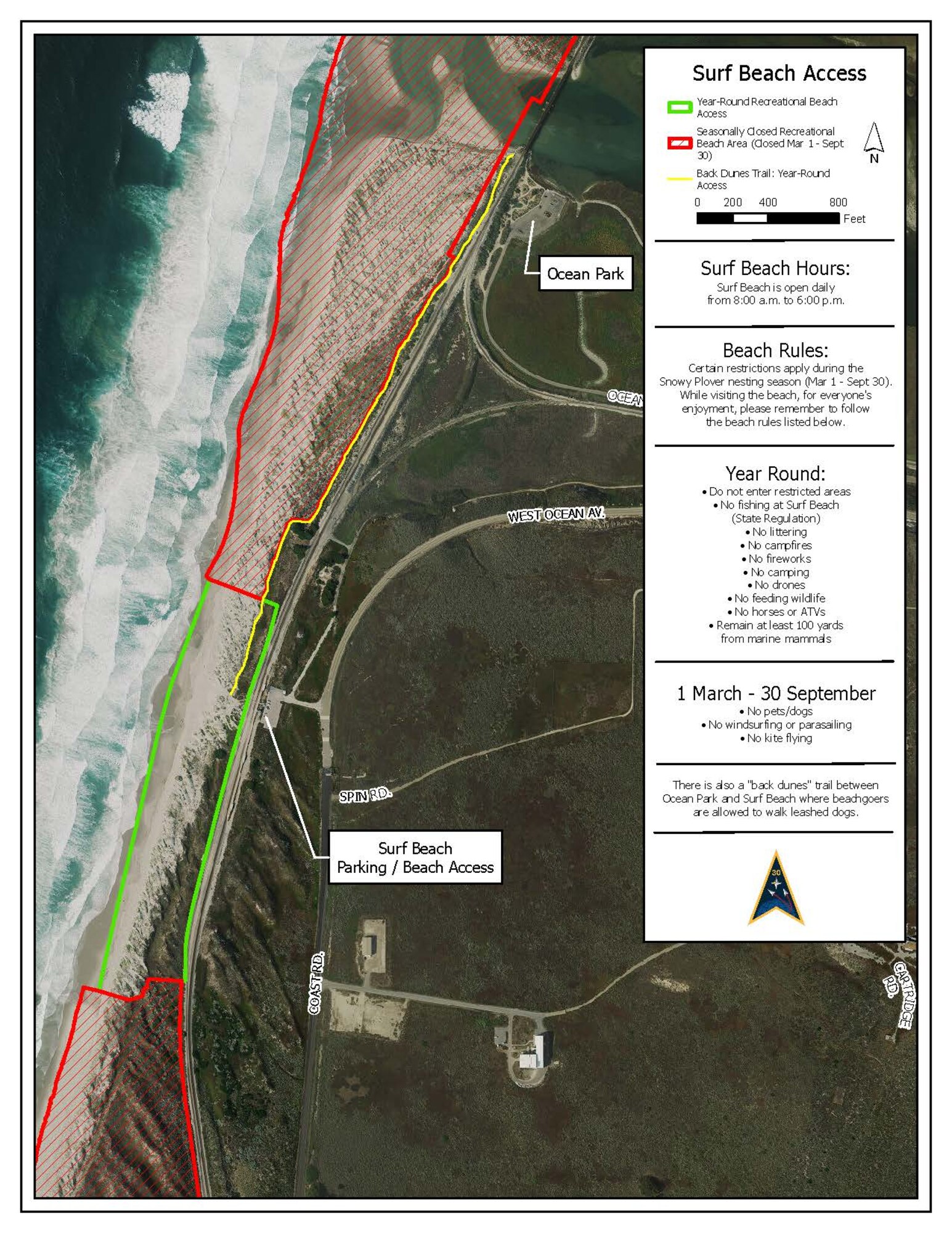Seasonal restrictions for Surf beach