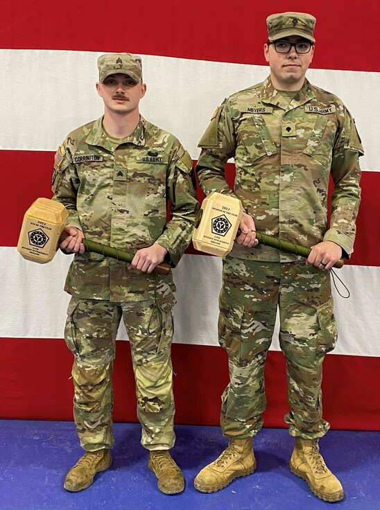 Staff Sgt. Quentin Corrington, left, of Peoria, was selected as the 2024 Noncommissioned Officer of the Year for the 34th Infantry Division Sustainment Brigade. Corrington, a native of Decatur, is featured a documentary ‘Brothers After War’ in which Corrington talks about his deployment to Afghanistan, and how his uncles’ military service influenced his decision to serve his country.  (Photo provided)