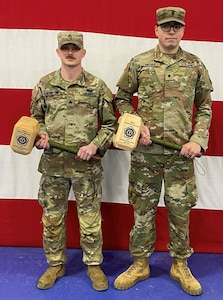 Staff Sgt. Quentin Corrington, left, of Peoria, was selected as the 2024 Noncommissioned Officer of the Year for the 34th Infantry Division Sustainment Brigade. Corrington, a native of Decatur, is featured a documentary ‘Brothers After War’ in which Corrington talks about his deployment to Afghanistan, and how his uncles’ military service influenced his decision to serve his country.  (Photo provided)