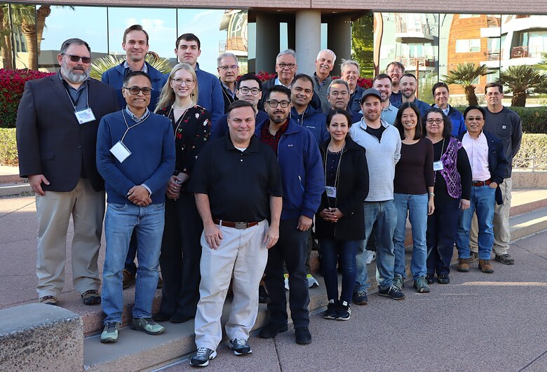 Dam safety specialists with the U.S. Army Corps of Engineers pose for a photo during a multi-district dam safety awareness event Jan. 27-30 at the Los Angeles District’s Arizona area office in midtown Phoenix. Approximately 33 dam safety experts and stakeholders from various districts and divisions met in person to enhance collaboration among dam safety professionals.  (Photo by Robert DeDeaux, USACE Los Angeles District Public Affairs)