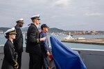 ISHIGAKI, Japan (Feb. 26, 2025) The Commanding Officer of the San Antonio-class amphibious transport dock ship USS San Diego (LPD 22), Capt. Timothy Carter (back left), stands alongside the Ishigaki harbor pilot and his bridge watch team as the ship arrives in Ishigaki, Japan, Feb. 26. San Diego, part of the America Amphibious Ready Group (ARG), is operating in the U.S. 7th Fleet area of operations. 7th Fleet is the U.S. Navy’s largest forward-deployed numbered fleet, and routinely interacts and operates with allies and partners in preserving a free and open Indo-Pacific region. (U.S. Navy photo by Chief Mass Communication Specialist Kristina Young)