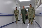 YOKOSUKA, Japan (Feb 21, 2025) ) U.S. Naval Hospital (USNH) Yokosuka Executive Officer, Capt. Richard Gillard discusses the capabilities of the hospital with Commander, Naval Air Forces Vice Adm. Daniel Cheever during a tour of USNH Yokosuka. During the visit, Cheever, the U.S. Navy’s “Air Boss,” engaged hospital leadership, staff and Sailors and thanked them for the significant role they play in keeping warfighters and their families in a high state of medical

readiness. This visit was part of a multi-stop visit to aviation and supporting commands across Japan and Guam from Feb. 17 – 26, reinforcing Naval Air Forces commitment to high-end training in support of warfighting readiness, Sailor well-being, and operational excellence. (U.S. Navy photo by Daniel Taylor/USNMRTC Yokosuka Public Affairs)