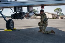 A U.S. Air Force OA-1K Skyraider II is parked on the flightline at Hurlburt Field, Florida, Jan. 28, 2025. The OA-1K Skyraider II is a new, flexible, cost-effective crewed aircraft adaptable to deliver capabilities in support of defense priorities.  (U.S. Air Force photo by Staff Sgt. Natalie Fiorilli)