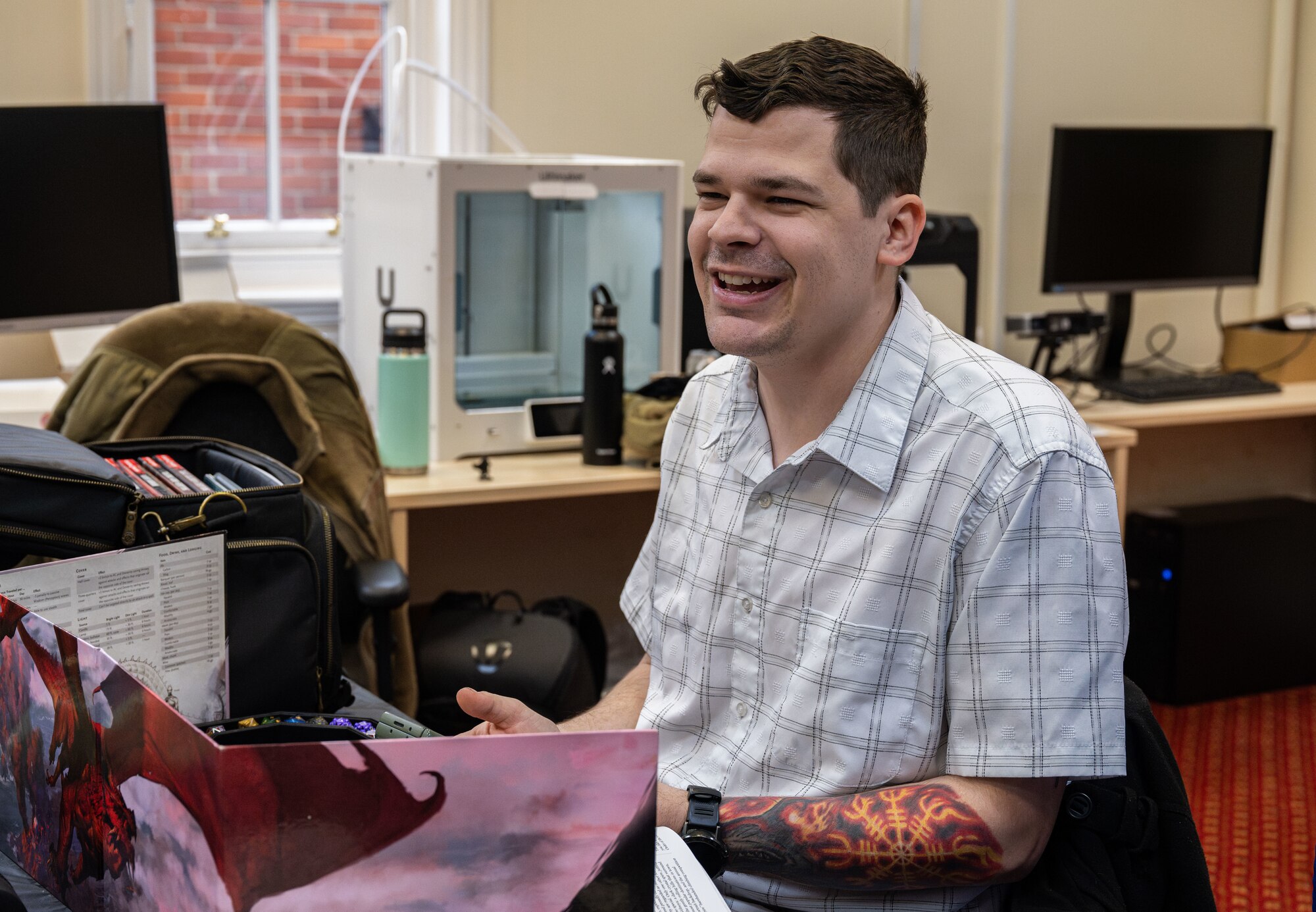 U.S. Air Force Tech. Sgt. Trenton Miclette, 48th Maintenance Group loading standardization crew member, is fulfilling the role of dungeon master at RAF Mildenhall, England, Feb. 26, 2025.