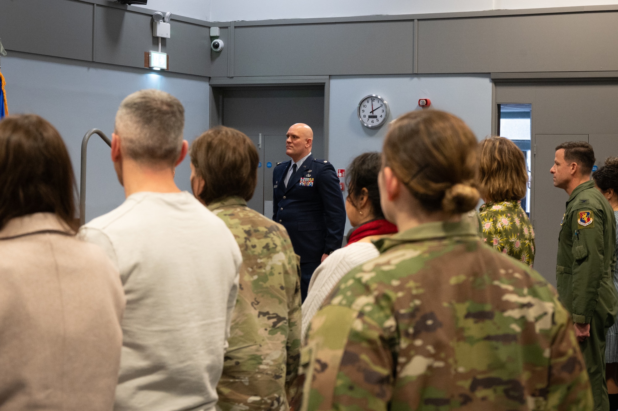Pathfinders stand at attention during the 501st CSW Comptroller Squadron stand-up ceremony at RAF Croughton