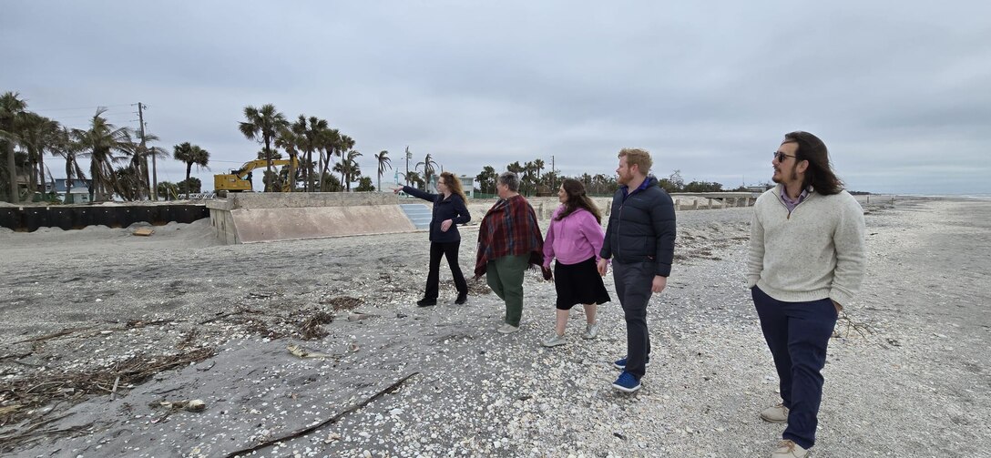 U.S. Army Corps of Engineers (USACE) Savannah District Water Resources Planner, Summer Wright, along with South Atlantic Division (SAD) team members survey storm damages to the coastline of Manasota Key for the multi-district Charlotte County Coastal Storm Risk Management (CSRM) study.